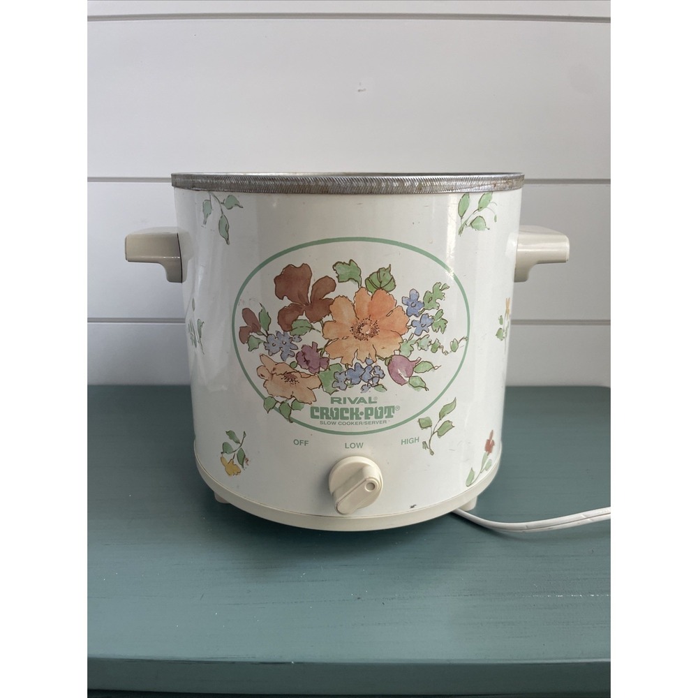 Vintage Rival Crock Pot 3.5 Quart‎ Slow Cooker 3150/2 Floral Pattern (Working)
